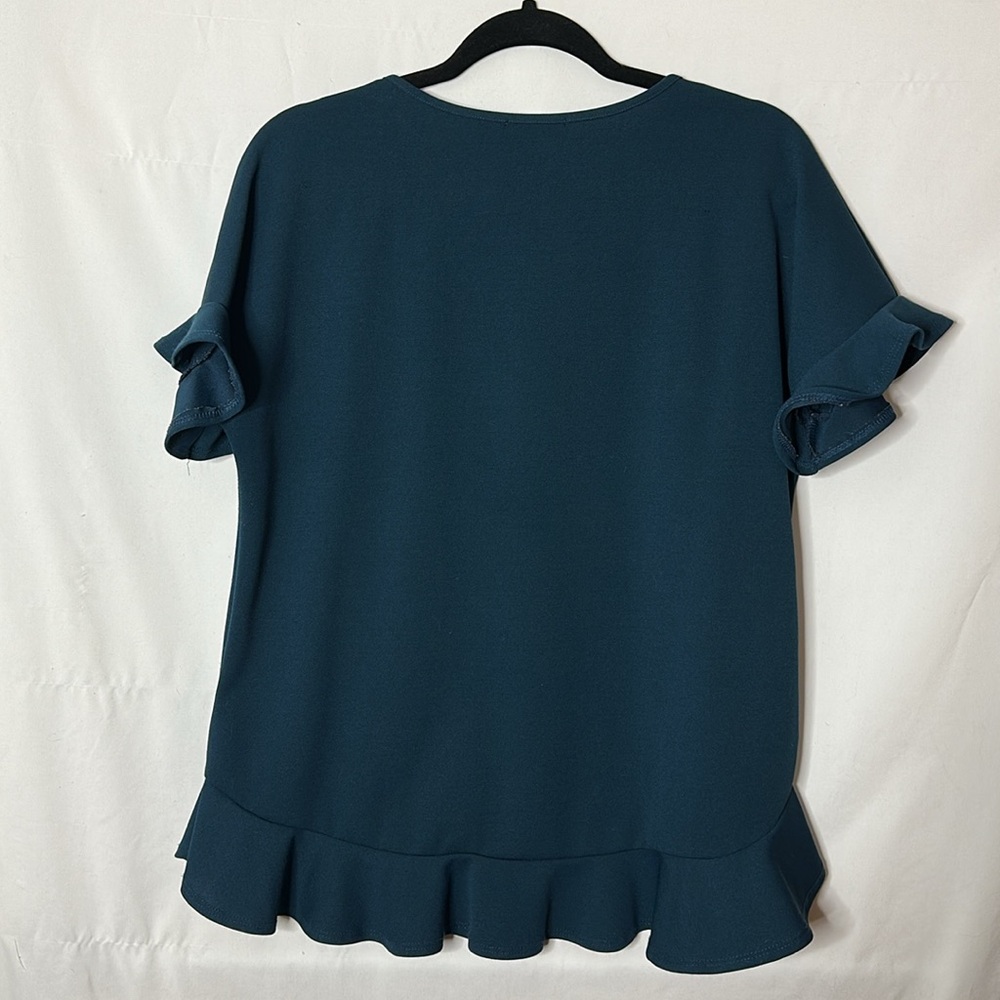 Blue Ruffle Sleeve Blouse - Picture 4 of 5
